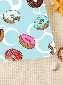 Young Boy Donut Print Slim Fit Swim Trunks, Suitable For Summer - Multicolor - View 4