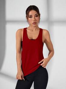 Gameset SHEIN Sport Women's Letter Printed Everyday Fitness Racerback Tank Top - Red - View 2