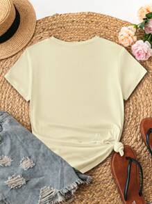 INAWLY 女士休闲花卉印花圆领 T 恤，夏季图案 T 恤女式上衣