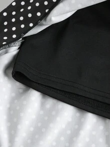 SHEIN 少女紧身优雅波尔卡圆点蛋糕裙荷叶边领细肩带连衣裙 - 黑色 - 查看 8