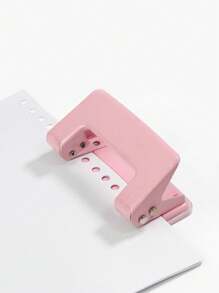 1pc Macaron Color Metal Hole Punch Tool, Multi-Functional Stationery For Office & Students, Color Options Available,Back To School,School Supplies - Pink - View 1