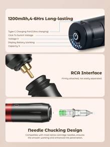 Teckwe Máquina de tatuaje multifunción para uso doméstico - Negro - Ver 7