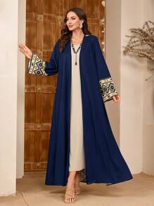 Al Najma 女式袖子拼接几何印花传统端庄优雅阿拉伯长袍，Abaya