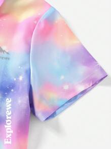 Tween Girl Neon Cloud & Star Digital Print Blouse - Multicolor - View 4