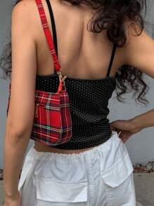 DAZY Lace Patchwork Polka Dot Print V-Neck Women Camisole Tank Top