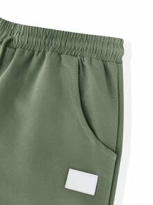 Manfinity Homme Men's Simple Solid Color Casual Pants, Summer Men Clothes Men Pants Casual Men Pants - Army Green - View 5