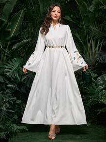 Al Najma 女士纯色梭织刺绣阿拉伯连衣裙，阿拉伯连衣裙，端庄