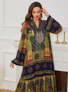 Al Najma 女士保守休闲花卉印花长裙 - 彩色 - 查看 5