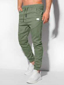 Manfinity Homme Men's Simple Solid Color Casual Pants, Summer Men Clothes Men Pants Casual Men Pants - Army Green - View 3
