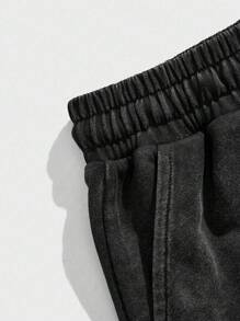 ROMWE MEN Street Life Men Grunge Basic Washed Distressed Casual Shorts - Black - View 3