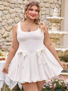 SHEIN VCAY Vestito midi aderente con decorazione a farfalla, disponibile in taglie comode - Bianco - Visualizzare 4