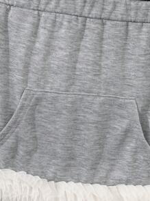 Young Girls' A-Line Ruffled Skirt, Fashion Gray Knitted Pocket Mini Skirt