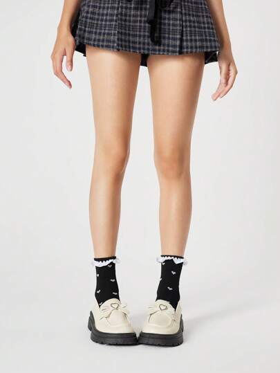 Kawaii Zapatos planos de mujer tipo Mary Jane con correa, adecuados para estudiantes adolescentes para usar con faldas, zapatos de plataforma y cuña