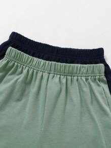 Set da 4 pezzi per ragazzi composto da t-shirt con maniche a spalla e stampa carina, shorts lavorati a maglia, completo di due tonalità, ideale per abbigliamento per bambini, adatto per scuola, feste, cerimonie, eventi, viaggi, attività sportive, primavera ed estate