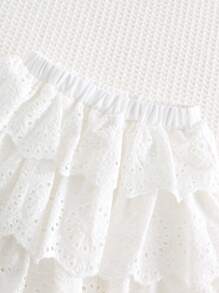 Cozy Pixies 2pcs/Set Baby Girl 3D Flower Knit Soft Camisole Top And Mesh Skirt Set