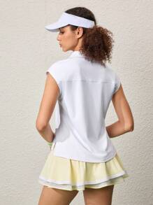 CourtClass Women's White Sleeveless Sports Polo Shirt For Yoga, Tennis Training