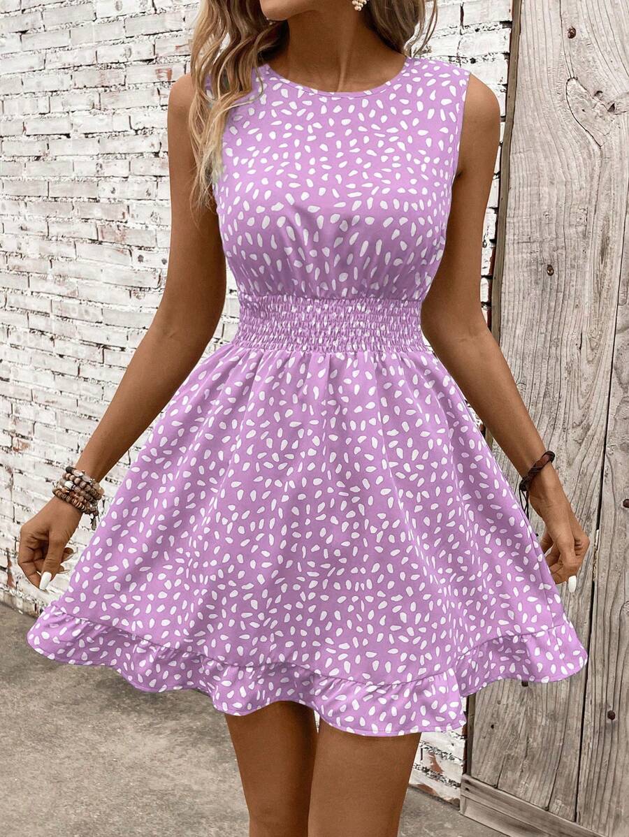 SHEIN Clasi Vestido casual - moderno casual casual - vacacional pastoral - Morado - Ver 1