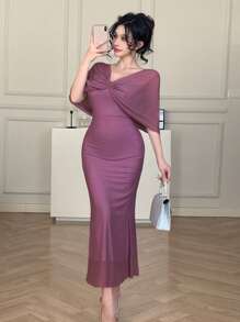 DAZY Vestido de verano elegante de malla transparente para mujer, vestido de fiesta, vestido de sol para mujer
