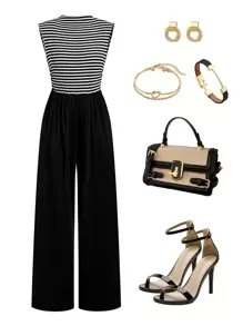 Ellevyn Bộ đồ liền thân tối giản cỡ lớn, phù hợp cho mùa hè Trang phục mùa hè dành cho phụ nữ Trang phục đi nghỉ cho phụ nữ Trang phục mùa hè Boho thanh lịch cho phụ nữ Váy dự tiệc cưới dành cho phụ nữ Bộ đồ liền thân màu đen dành cho phụ nữ Trang phục hòa nhạc dành cho phụ nữ - Đen và trắng - Xem 1