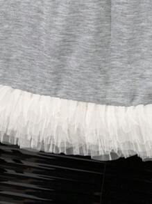 Young Girls' A-Line Ruffled Skirt, Fashion Gray Knitted Pocket Mini Skirt