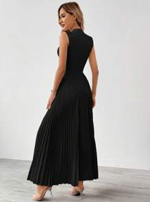 SHEIN Tall 女士优雅褶皱紧身 A 字形连衣裙 - 黑色 - 查看 2