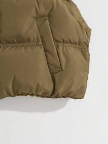 SHEIN Unity Colete de Bolso de Cor Sólida Feminino, Moda Minimalista, Adequado para o Verão - Bronze - Visão 3