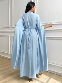 Al Najma 女士梭织边土耳其和阿拉伯长裙夏季女装领带优雅 - 綠色 - 查看 3