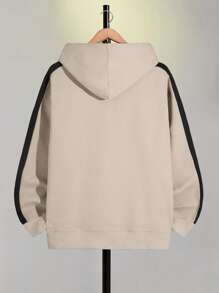 RueChic Men Star Printed Grogren Detail Regular Zipup Hoodie - Camel - View 2