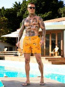 Manfinity Swimmode Men's Casual Palm Tree Print Beach Shorts - Multicolor - View 5