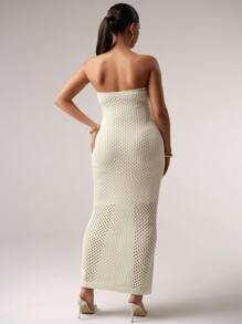 MaterniChic Maternity Pointe Strapless Bodycon Sundress - Apricot - View 2