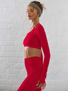 Musera Sport Áo thun thể thao tay dài cổ yếm, Padel, quần vợt, bóng ném, phòng tập thể dục thể hình - Đỏ - Xem 2