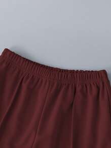 SHEIN 2pcs/Set Tween Boy Solid Color Round Neck Short Sleeve T-Shirt And Shorts, Minimalist And Fashionable For Summer