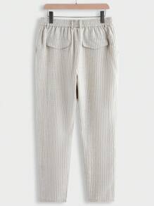 Manfinity VCAY Men's Woven Slim Fit Mid-Rise Straight Leg Casual Pants, Suitable For Everyday Wear - White - View 5