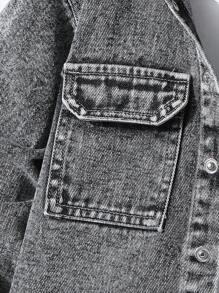 SHEIN Conjunto de 2 piezas de niños pequeños con top con capucha informal y pantalones vaqueros rectos de cargo