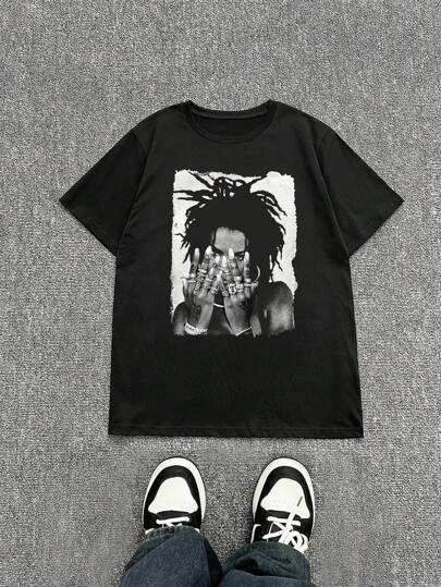 Glimmora Women Figure Print Casual Loose Fit Round Neck Short Sleeve T-Shirt