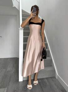 SHEIN Essnce Office Siren Damen Elegantes ärmelloses Kleid mit Farbblock für den Arbeitsweg - Verschiedenfarbig - Übersicht 4