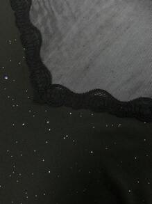 Women's Black Sexy Lace Knitted Long Sleeve Cocktail Dress - Black - View 7