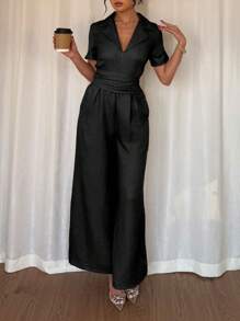 Rafferiza 休闲修身系带卡其色女式连体裤，黑色 - 黑色 - 查看 7