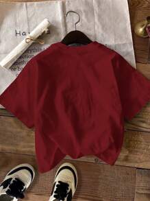 Attitoon Casual Minimalist Cherry Print Plus Size Women Form Fitting T-Shirt, Summer Suitable For Going Out - Red - View 2