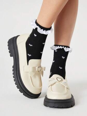 Kawaii Zapatos planos de mujer tipo Mary Jane con correa, adecuados para estudiantes adolescentes para usar con faldas, zapatos de plataforma y cuña