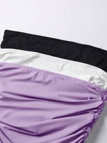 SHEIN EZwear Set de 3 tops bandeau de moda con volantes de unicolor para mujeres