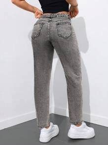SHEIN Tall High Waisted Women's Denim Tapered Pants, Minimalist Fashion Suitable For Summer