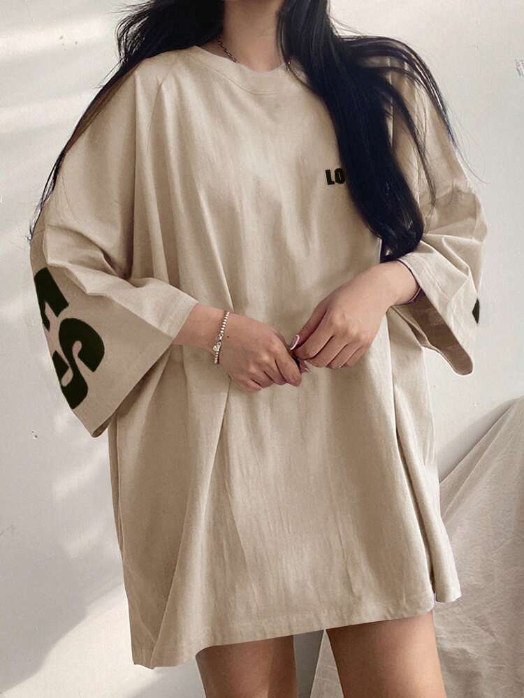 Letter Graphic Drop Shoulder Oversized Tee, Unisex