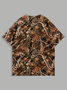 Manfinity EMRG Heren T-shirt met ronde hals en korte mouwen en boomtakprint
