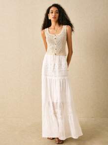 Poéselle Buttoned Front Open Knit Top,Knitted Sweater - Apricot - View 6