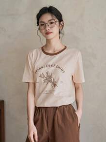 FRIFUL 花朵印花短袖T恤 SPARKLES OF LIGHT 2003 IN THE SUNLIGHT 休闲时光，图案T恤