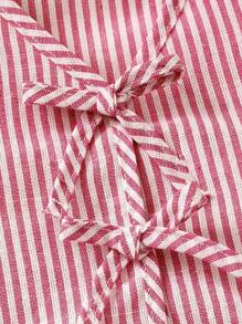 SHEIN Baby Girl & Mother Matching Striped Tank Top And Shorts Set For Summer Vacation - Red and White - View 3