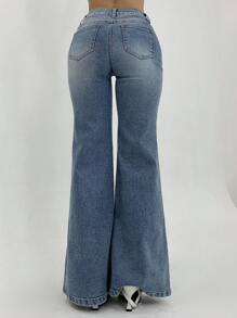 DAZY 女式喇叭牛仔裤，简约时尚，适合夏季