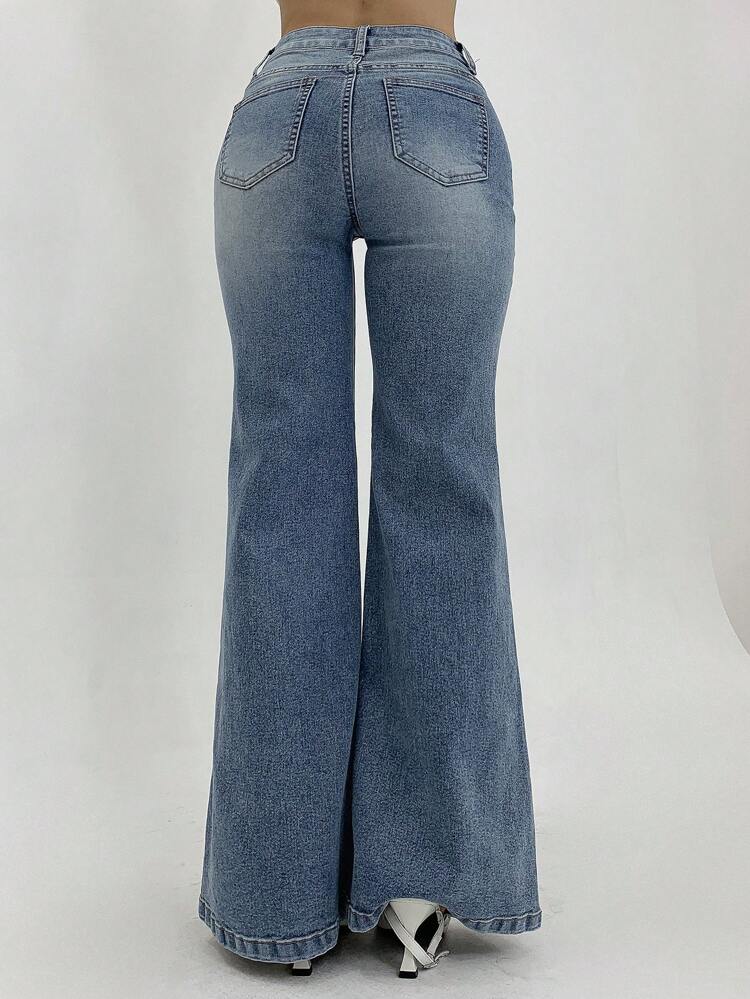 Women's Flare Leg Jeans, Minimalist & Fashionable For Summer