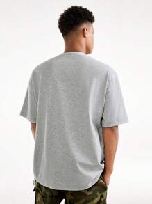 Supernatural X SHEIN 男士休闲夏季字母图案短袖 T 恤 - 灰色 - 查看 2